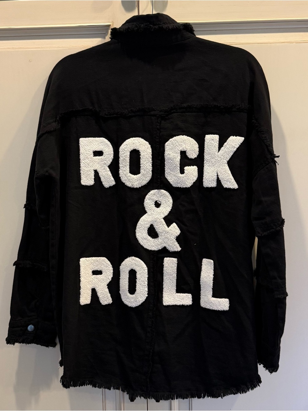 Elan Black 'Rock & Roll' Jacket - Bold Lettering